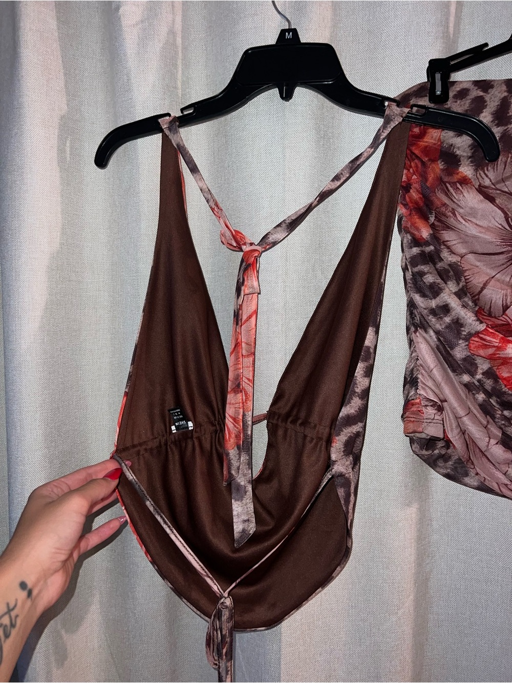 Leopard Print Halter Top in Brown and Cream (skirt set) - Picture 3 of 3